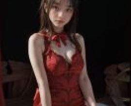 Night CrisisModel woman wearing red in photoshoot.