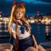 Live version， beautiful girl warrior， sailor Venus， Ai Niko， beautiful tablecloth， anime tablecloth， sailor Venus Wonderland