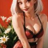 Mobile phone wallpaper， devil seduces white-haired girl， anime， devil costume temptation