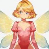 fairy girl，A woman with wings standing in front of a white background.