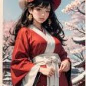 Mobile phone wallpaper， long-haired beauties in kimono， anime， the beauty of anime: a detailed world of illustrations