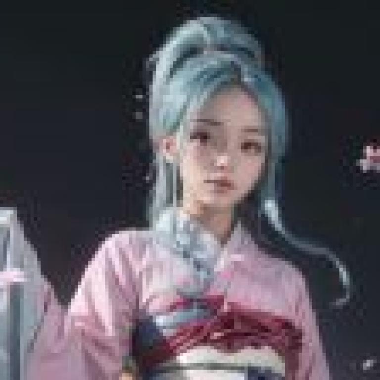 幽遊白書，牡丹，藍之獨奏 - 藍髮牡丹，和服下，馬尾辮，腰帶，獨奏。