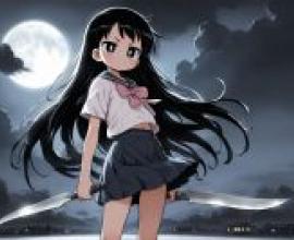 Killer GirlBlack haired anime character with sword.