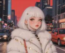 City of Memories，A woman in a furry white coat.