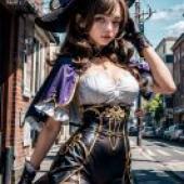 手機桌布，Lisa，Genshin Impact，寫實，蒸氣龐克女神的魅力