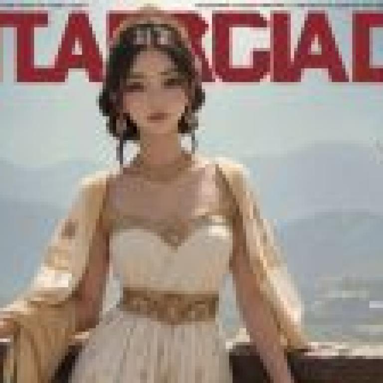 Computer wallpaper， magazine cover photo of white-haired beauty， real person， ancient style gorgeous princess cover