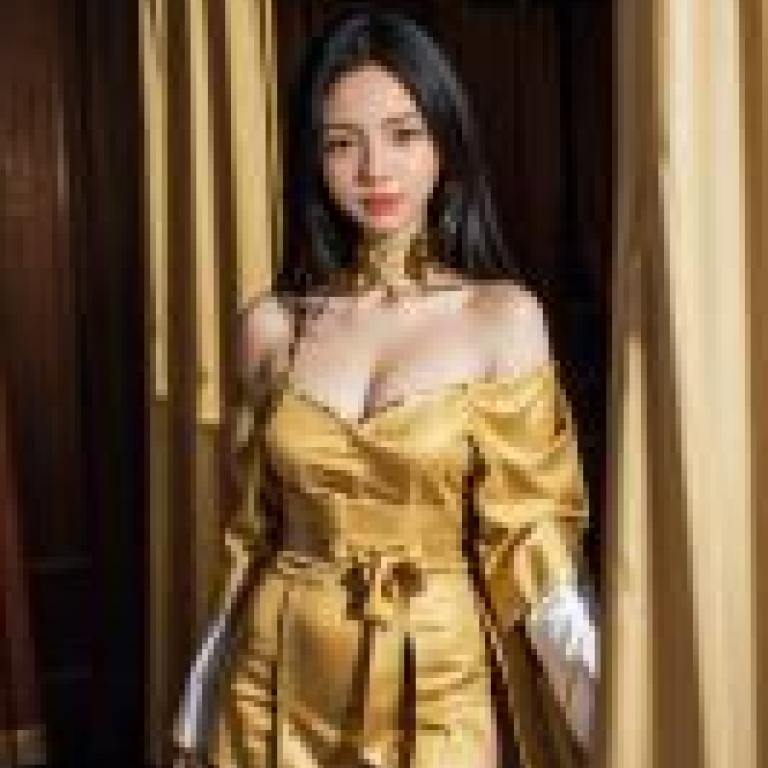 身穿金色禮服的DRLLA女士。