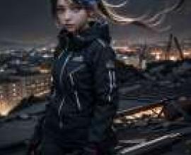 black Rock Shooter，A girl with long hair holding a gun 