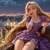 Live version， Disney， long -haired princess， magic hair， Princess Lepe， city at night