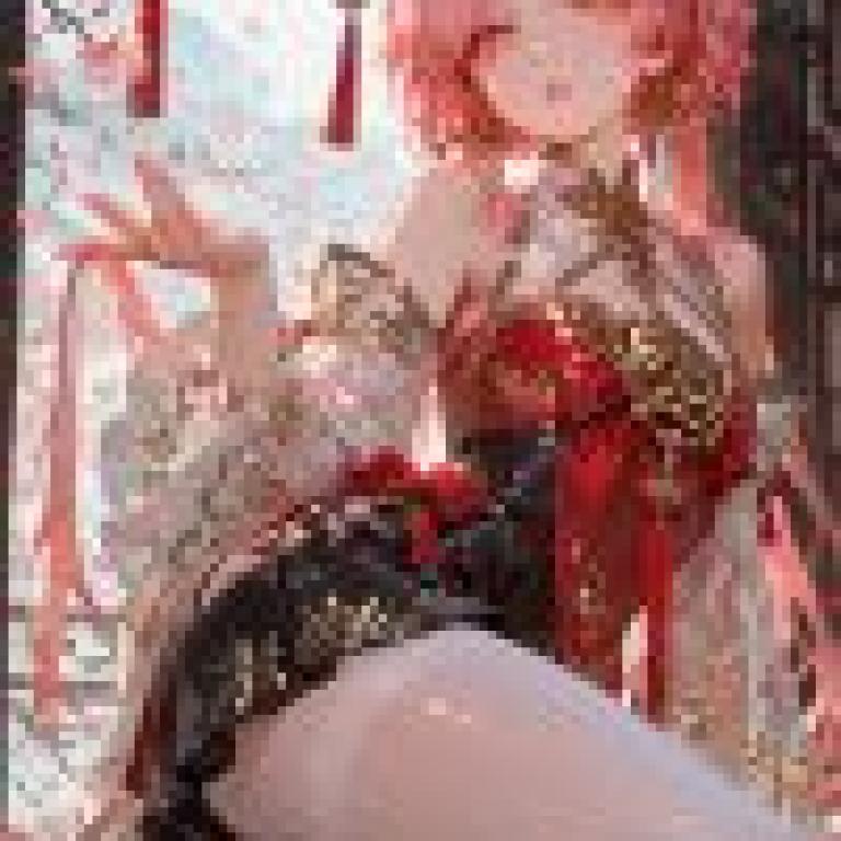 girls，A pink haired girl wearing red and black.