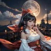 真人美女，東方Project，博麗靈夢，日本巫女，真人版，「月宮白裙影」