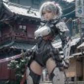 Urban relics: black -haired female warriors patrol the city