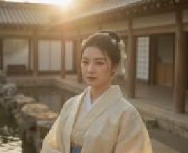 Ancient Chinese，A woman in a kimono looks sad.