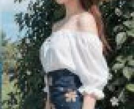 Street Memories，Woman in strappy outfit with blue and white flowered dress
