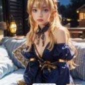 手機桌布，Lilith Machikado Mazoku，寫實，一個漂亮的女孩穿著藍色的連身裙，有著金色的頭髮。