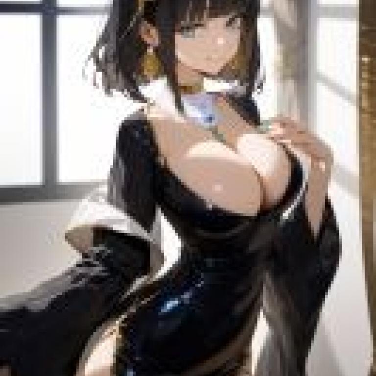 in room，身穿黑色洋裝的女子，雙手叉腰。