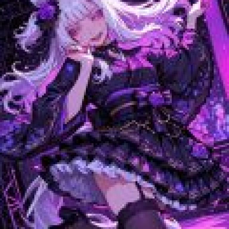 魔法貓女，一個有著白色頭髮和紫色連身裙的動漫女孩。