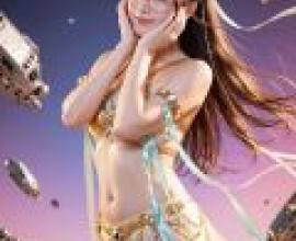Mechanical Goddess，A woman in a harem costume with the stars around her.