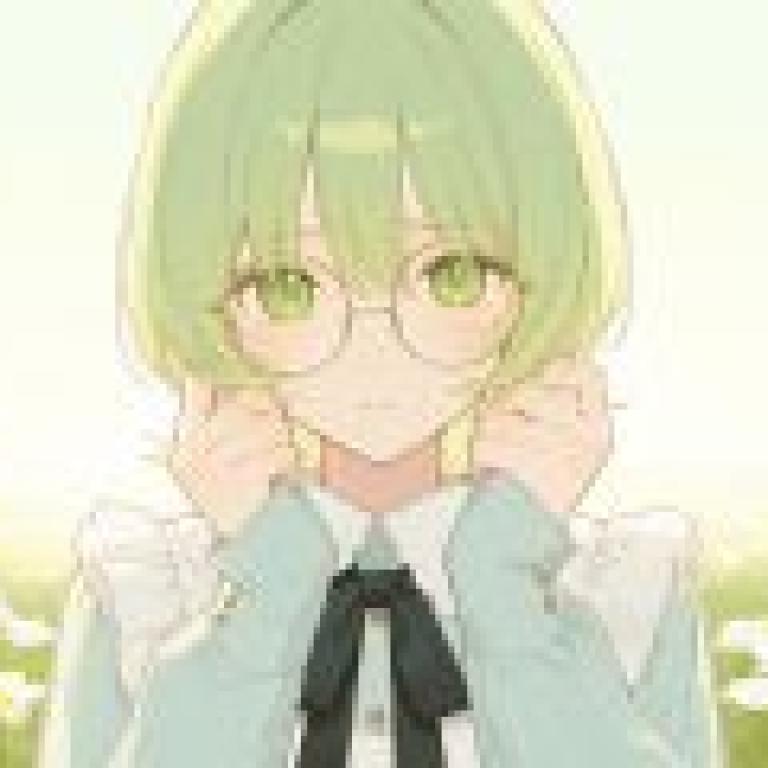 A beautiful dream on the green grass，Girl with glasses.
