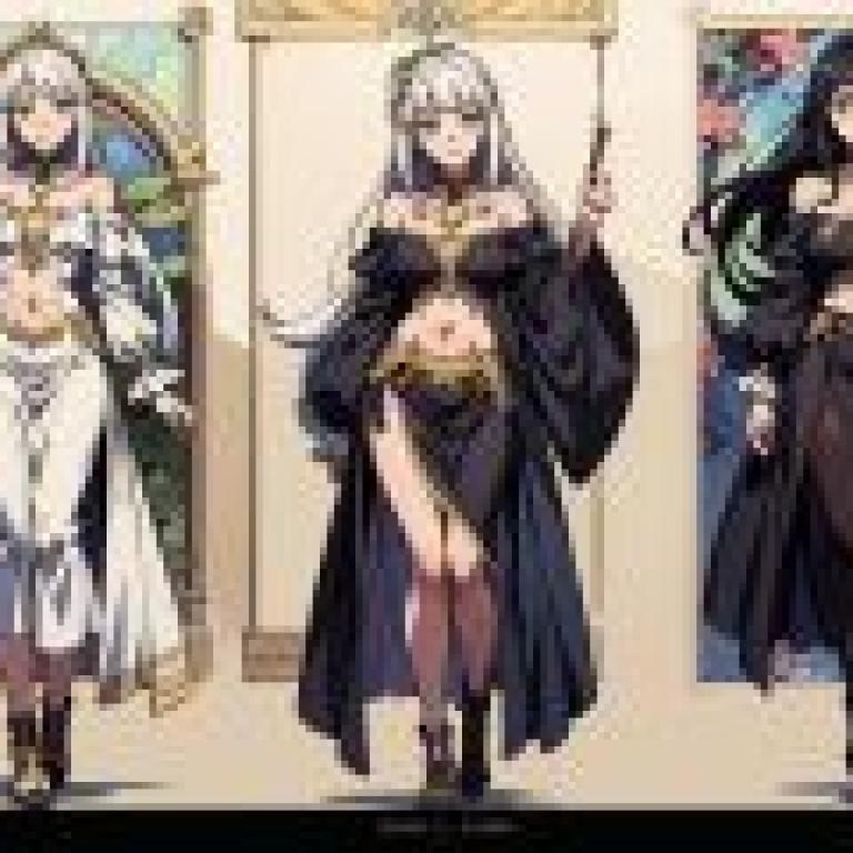 魔法女孩，三位身穿黑色服裝的女子站在照片前。