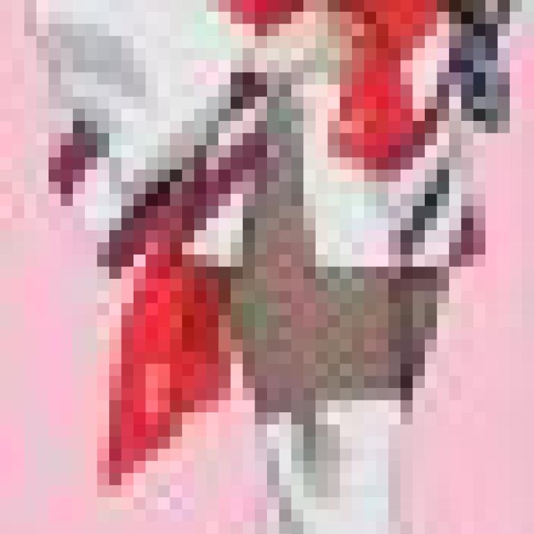 女孩，身穿白色連身裙、紅色圍巾和高跟鞋的動漫女性。