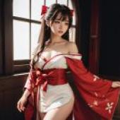 紅披肩和服之美 - sakimi chan雕像桌布免費下載