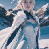 Elsa de Frozen，A girl with blond hair and a blue dress.