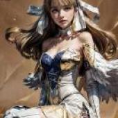 手機桌布，Cloche Leythal Pastalia Ar Tonelico 魔塔大陸2，寫實，一個手臂上有翅膀的女孩穿著一件裙子。