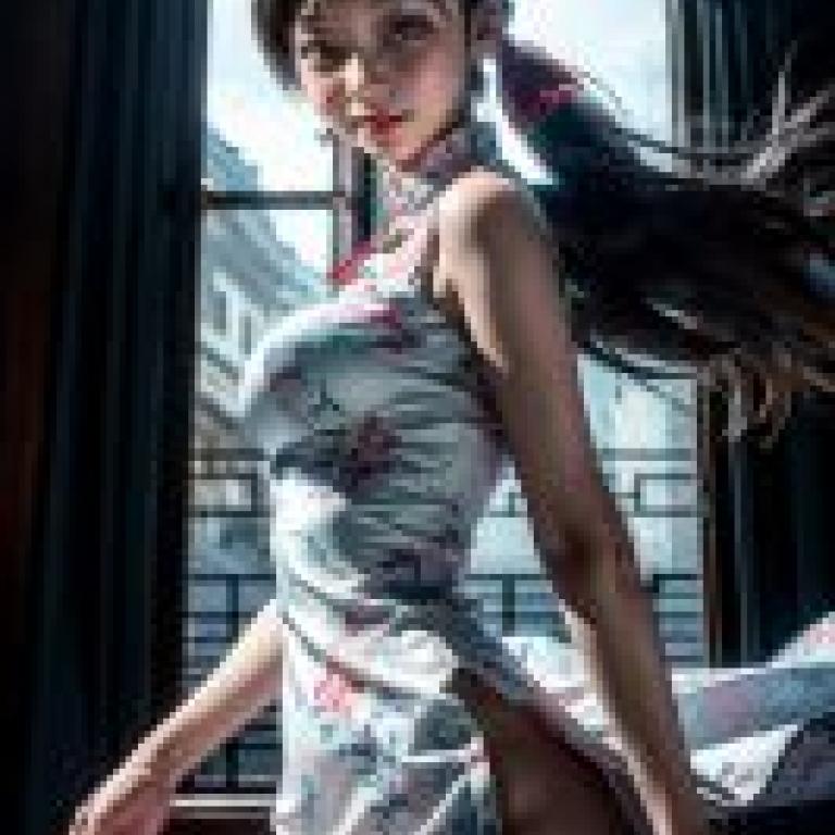 手機桌布，Fumi Kanno，女神轉生，寫實，一位年輕女士穿著紅白相間的和服。