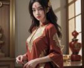 石昊阿姨，穿著紅色洋裝的女士。