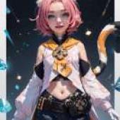 Diona K tzlein 迪奧娜·凱茨萊茵，穿著粉紅色連身裙的粉貓女孩。