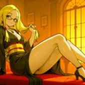 The mistress with a secret，A girl sitting cross legged.