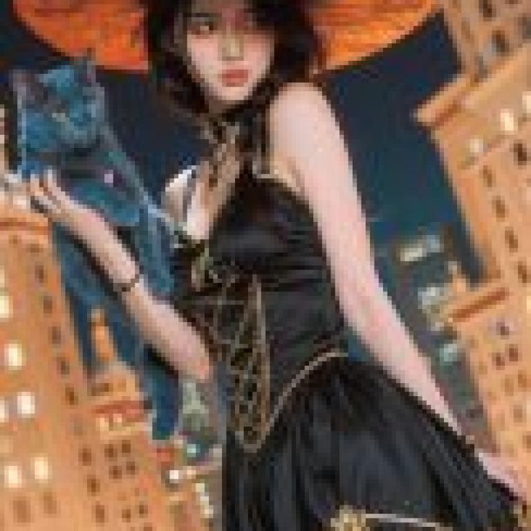 ZIT ATR，A girl in a witch costume holds a cat.
