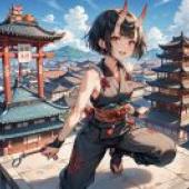 Ninja Girl，An anime girl with swords in her hands.