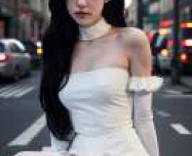 韓國漂亮女孩/模特兒穿著蕾絲內衣和絲襪。