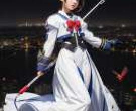 Takamachi Nanoha，Magical girl，A girl in anime is holding a sword.