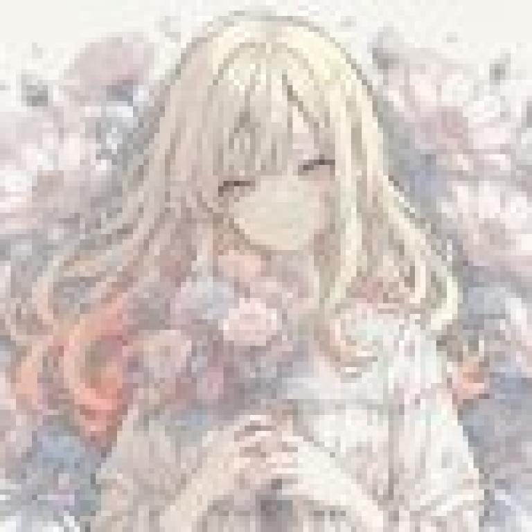 鮮花，女孩手持鮮花的藝術作品。