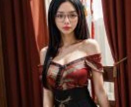 DRLLA woman in a red dress.