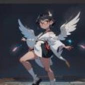 Anime beautiful girl， the stage of stage Fenghua -glasses wings women warrior， art fan tablecloth free download