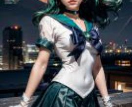 手機桌布，海王滿 (Sailor Neptune) 海王美智留 美少女戰士，寫實，寫實動漫藝術風格