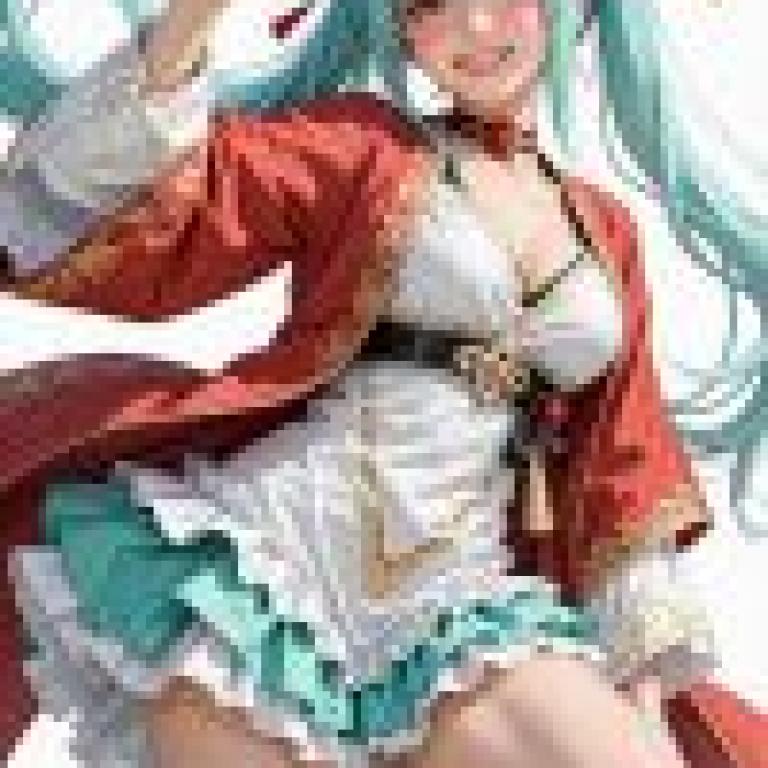 girls，Blue hair anime girl smiling.
