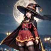The live -action version of the blessing， Huihui， genius magician， beautiful tablecloth， anime desktop， blessing full moon night