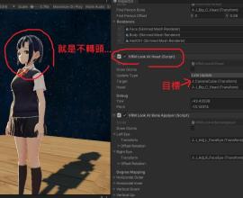 在unity 3D 的 VRM 的 Look At Head 的注視功能與Animation Rigging轉頭