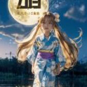 手機桌布，Kodomo no Jikan，寫實，一個穿著藍色洋裝的女孩站在水中。
