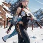 切爾西·科沃卡，女孩在雪地裡。