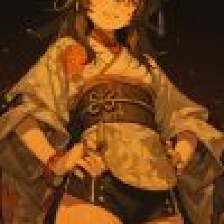 動漫女孩，黑髮身穿和服的女孩。