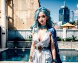 Computer wallpaper， live-action version， Neferutali D. Vivi， ONE PIECE， Mysterious Desert Witch: Blue Hair Cosplay