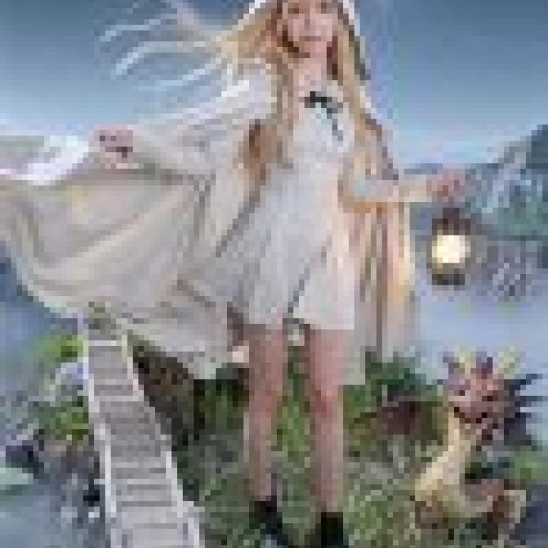 Meeting in a dream，A woman in a fairy tale with a lantern.