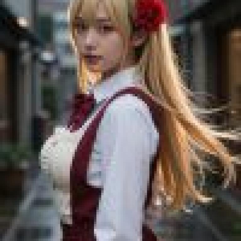 制服故事，一位身穿白紅相間制服、金髮的女子。