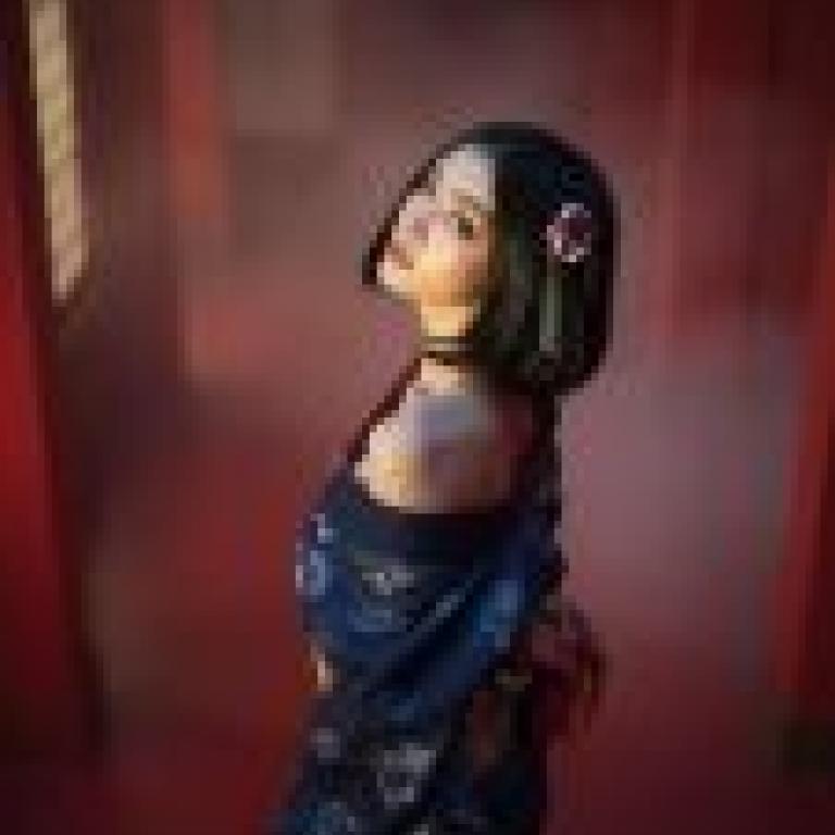 攝影師們，女孩穿著碎花洋裝。